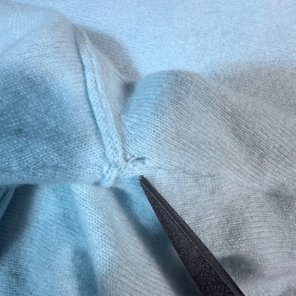 Anthropologie "The Goldie" Sweater Womens Small Blue 100% Cashmere Boxy Cropped - Picture 10 of 10